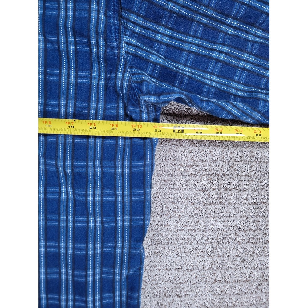 Wrangler X Long Tails Mens Blue Plaid Band Collar Long Sleeve Shirt L 16 1/2 35 - Picture 7 of 8
